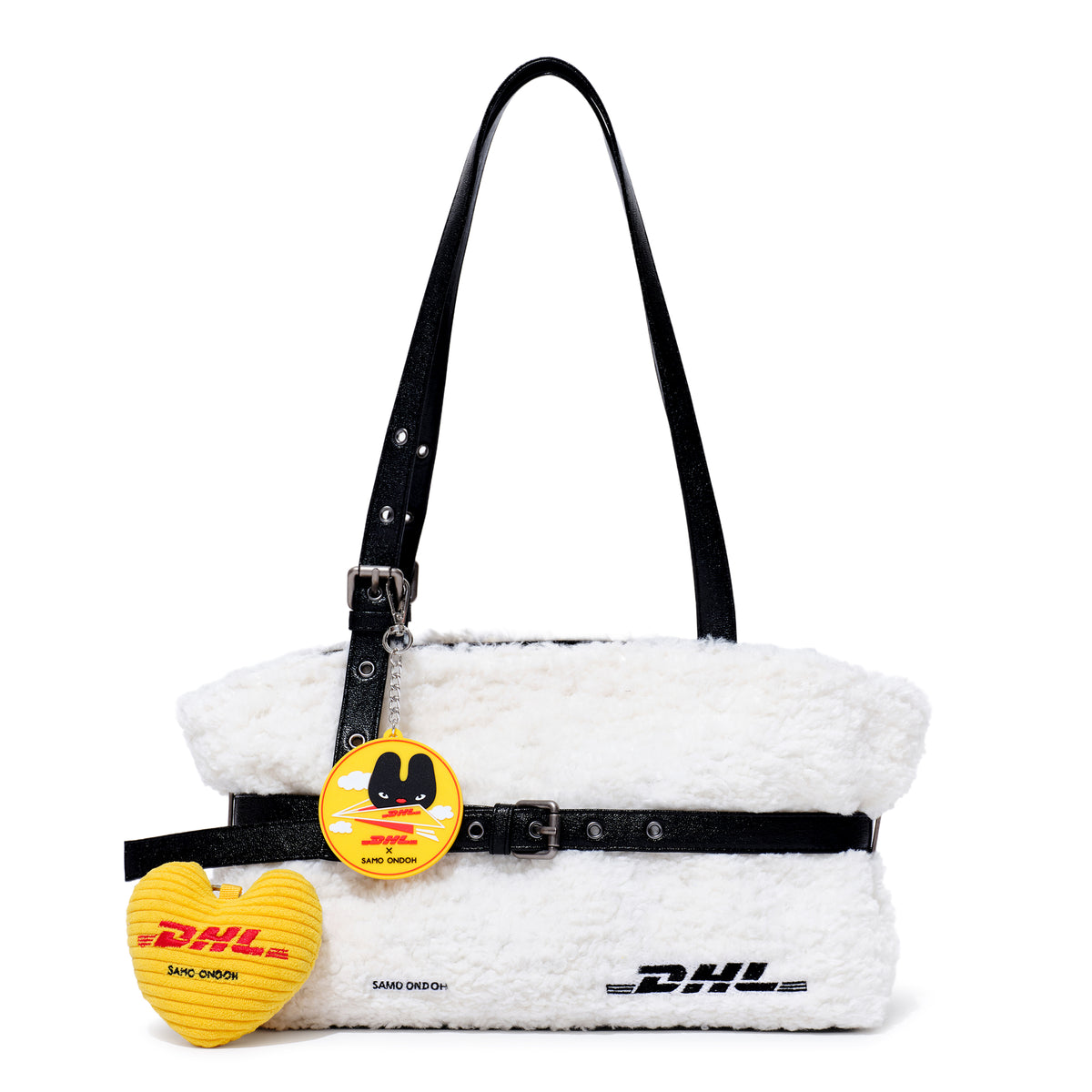 le belt bag M eco shearling	DHL white