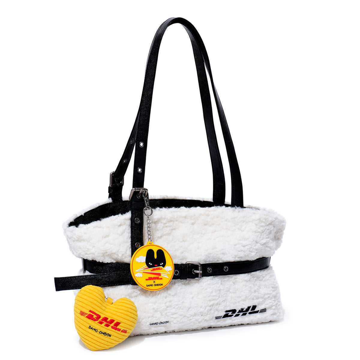 le belt bag M eco shearling	DHL white