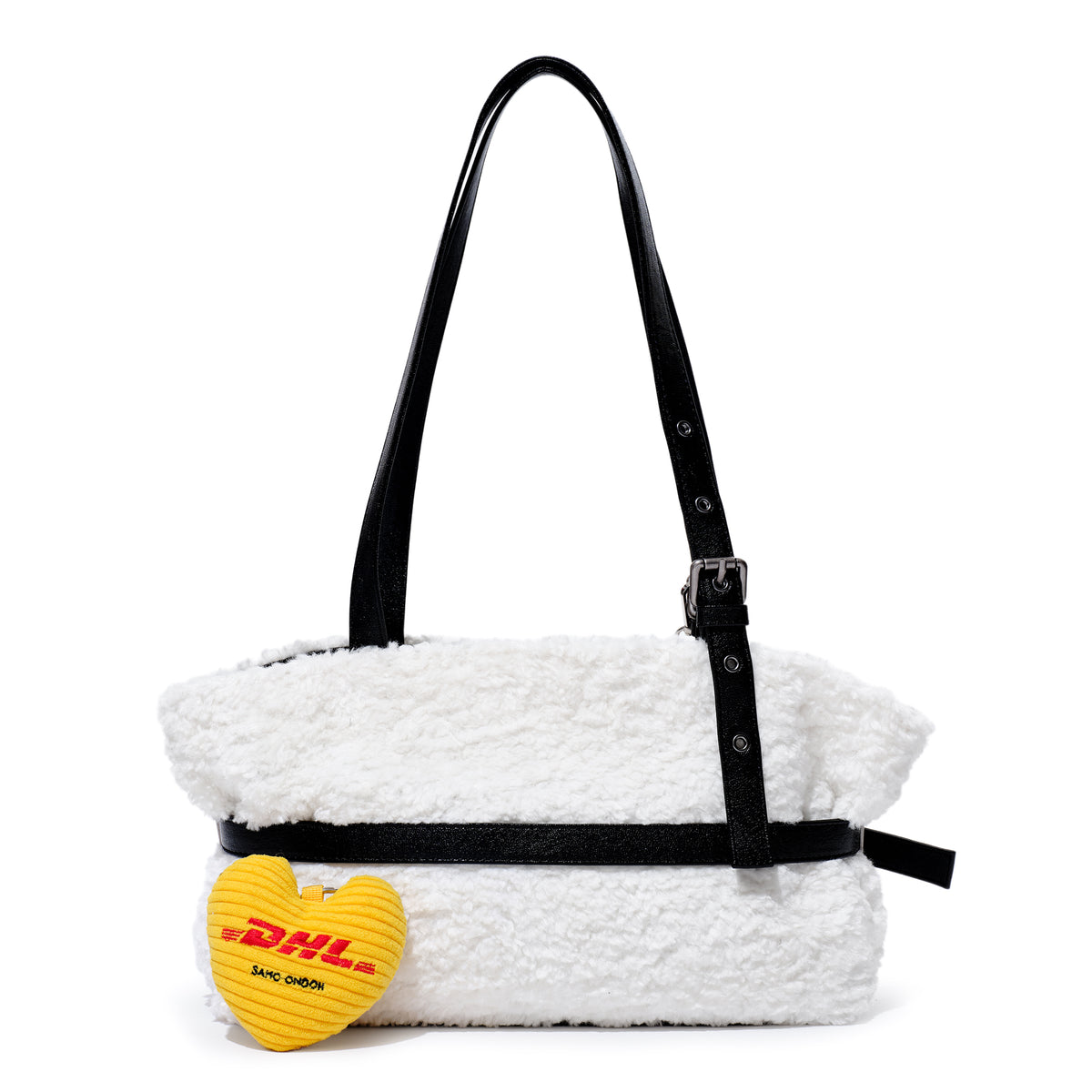 le belt bag M eco shearling	DHL white