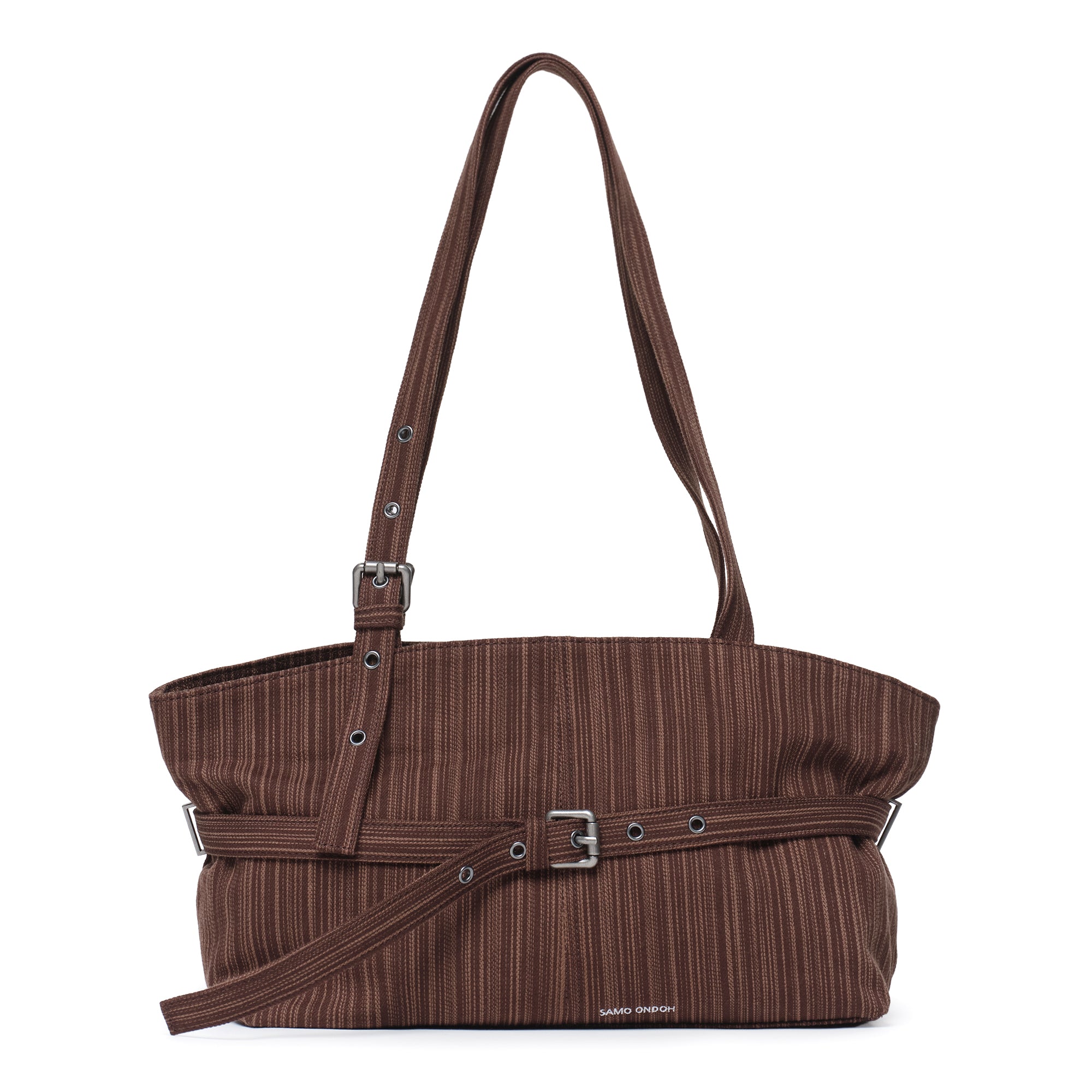 le belt bag M stripe brown