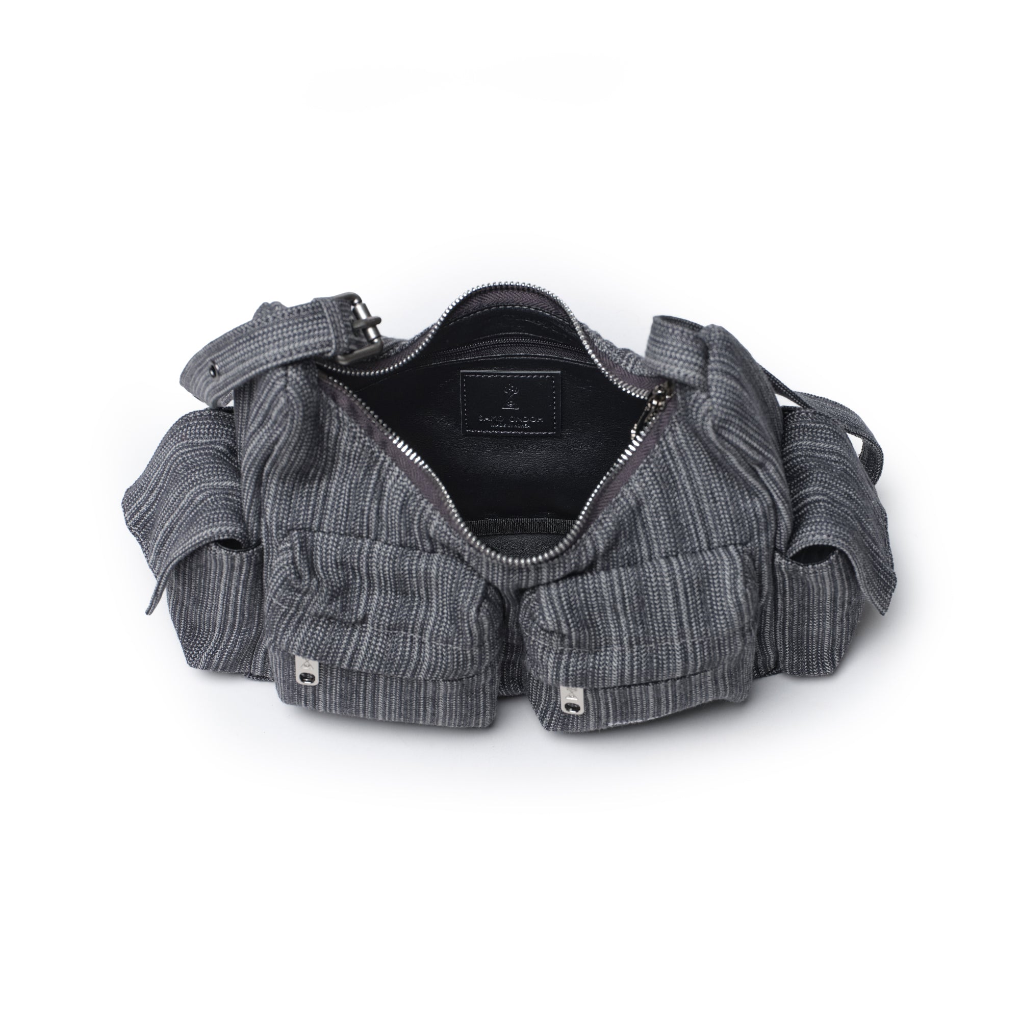 pocket mug bag M stripe gray