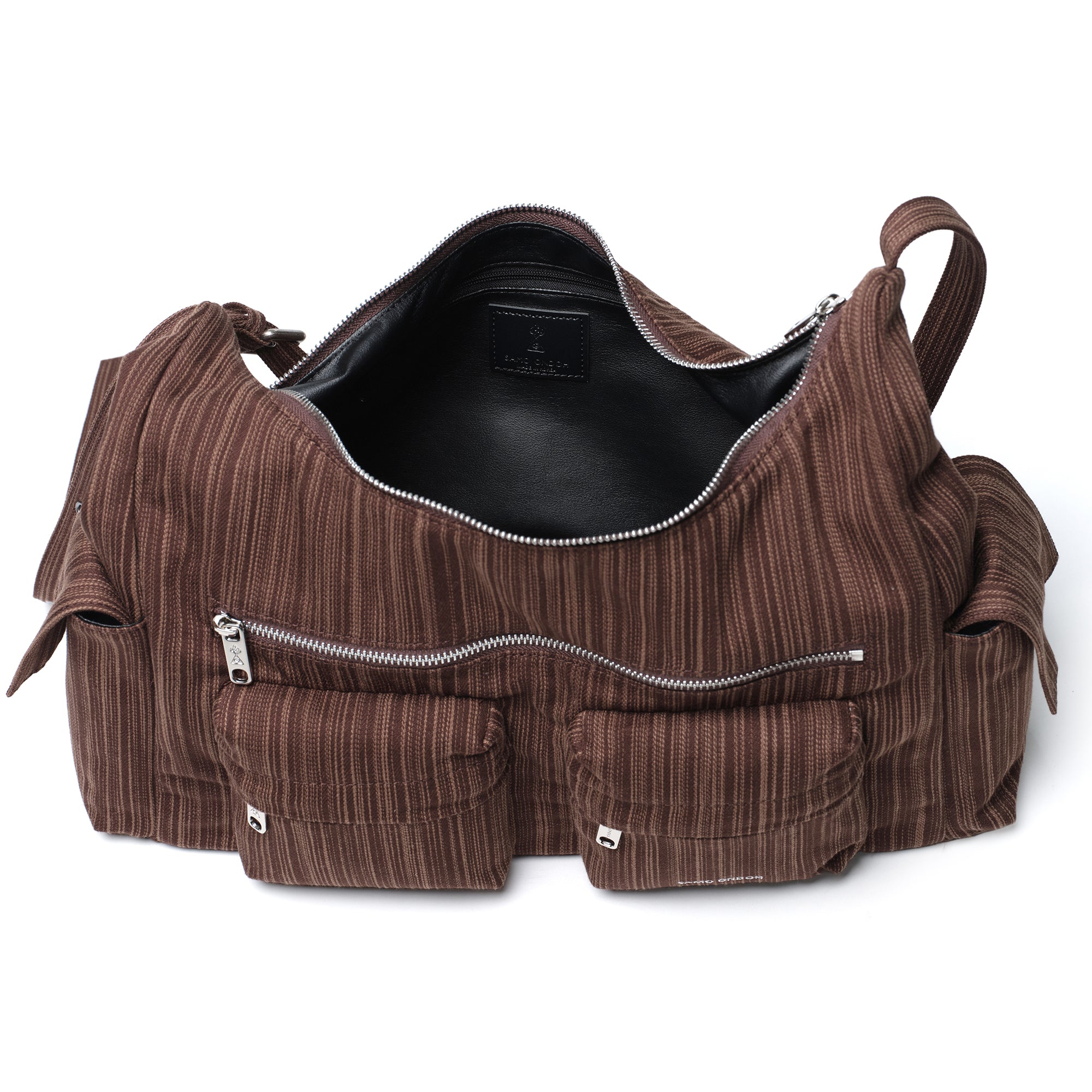 pocket mug bag L stripe brown