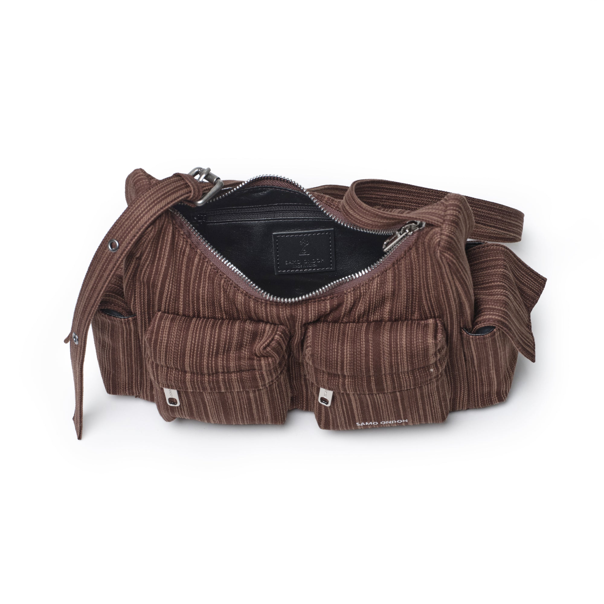 pocket mug bag M stripe brown