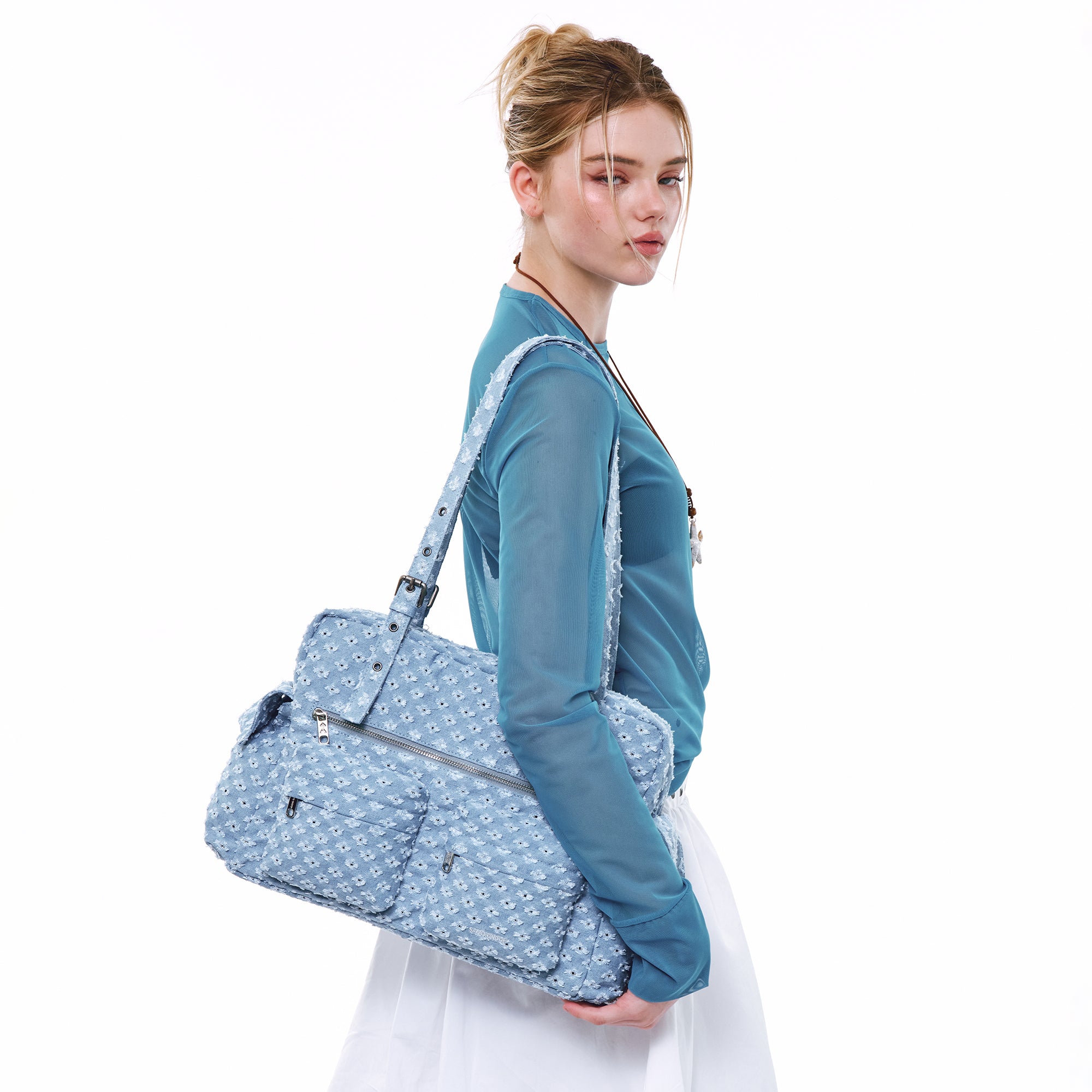 pocket utility bag L punching blue