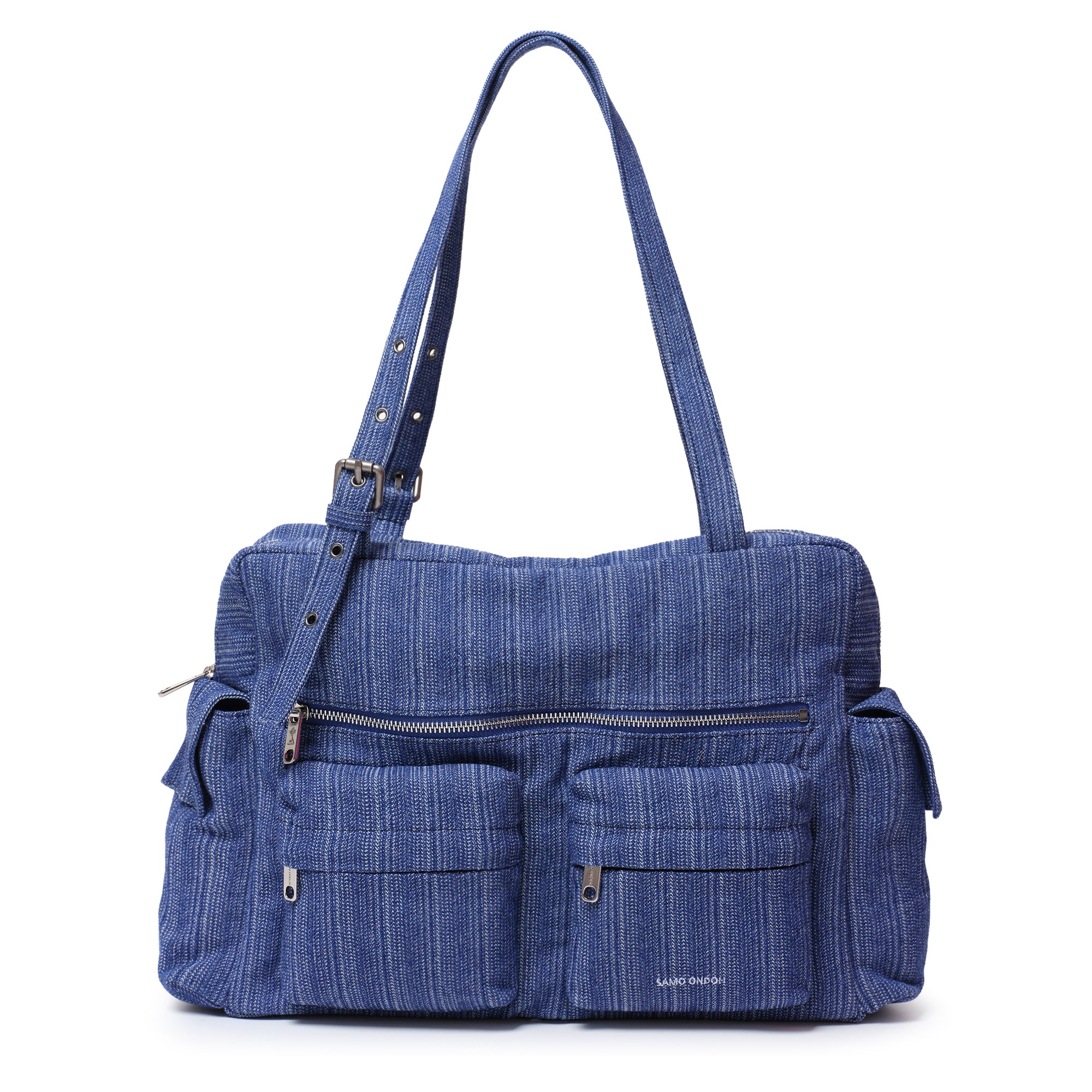 pocket utility bag L stripe blue