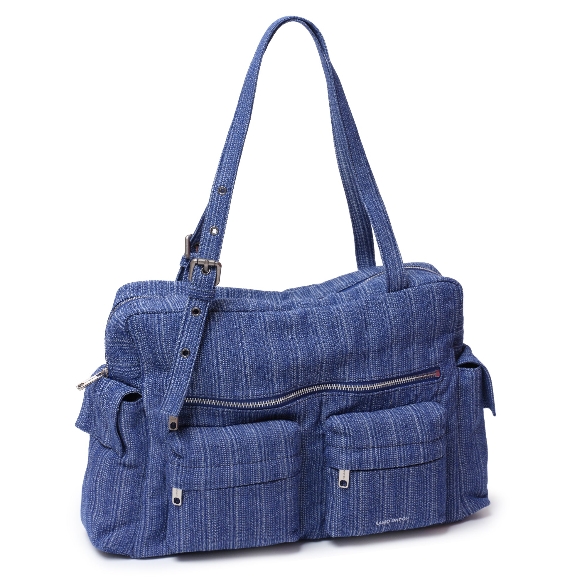 pocket utility bag L stripe blue