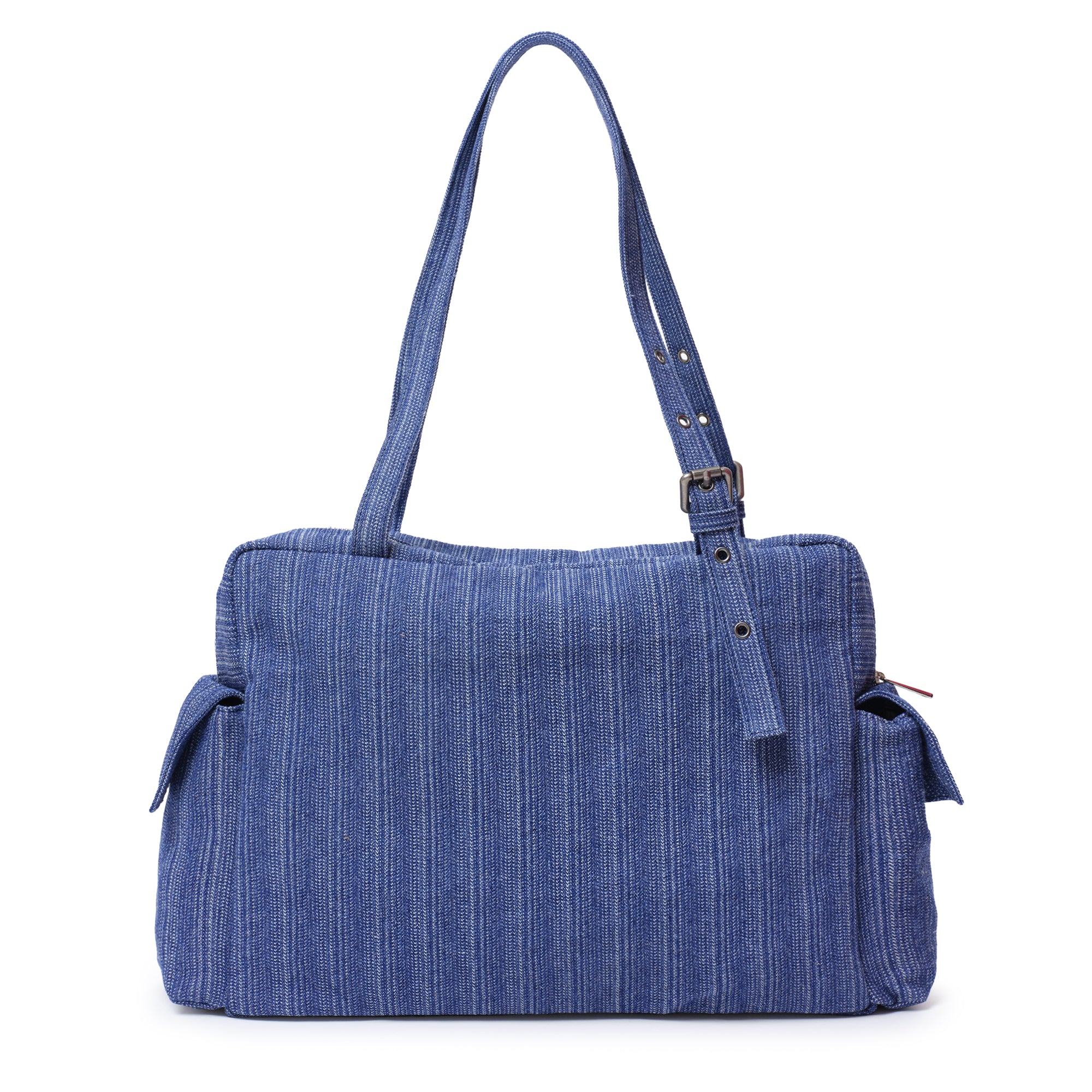 pocket utility bag L stripe blue