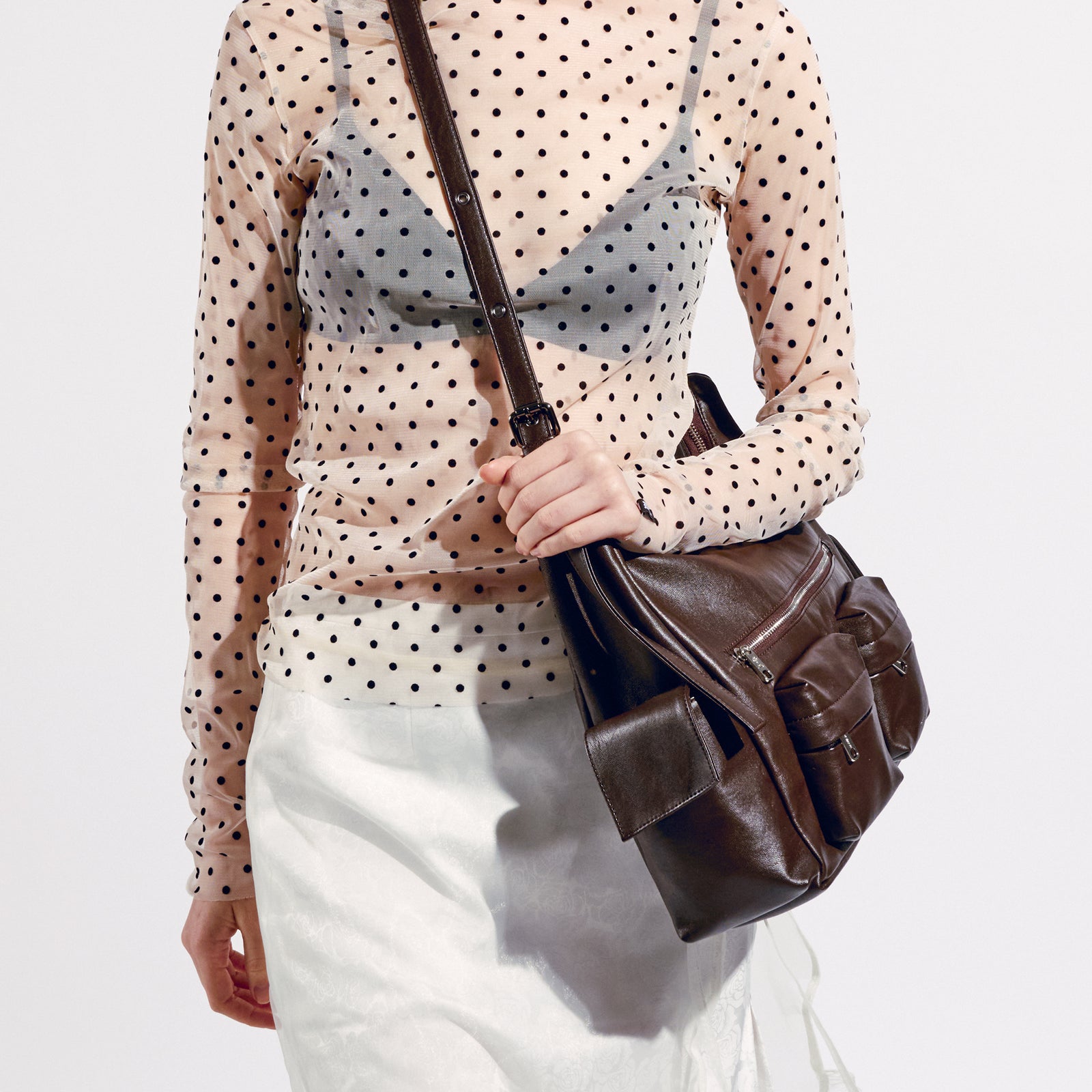 City Tote Bag - Nappa Leather - Midnight Monstera - Cadmium Orange