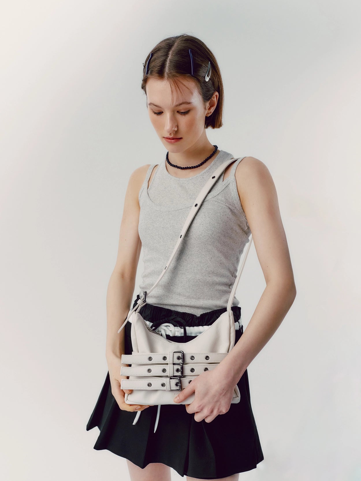 trio belt mug bag M nappa ivory