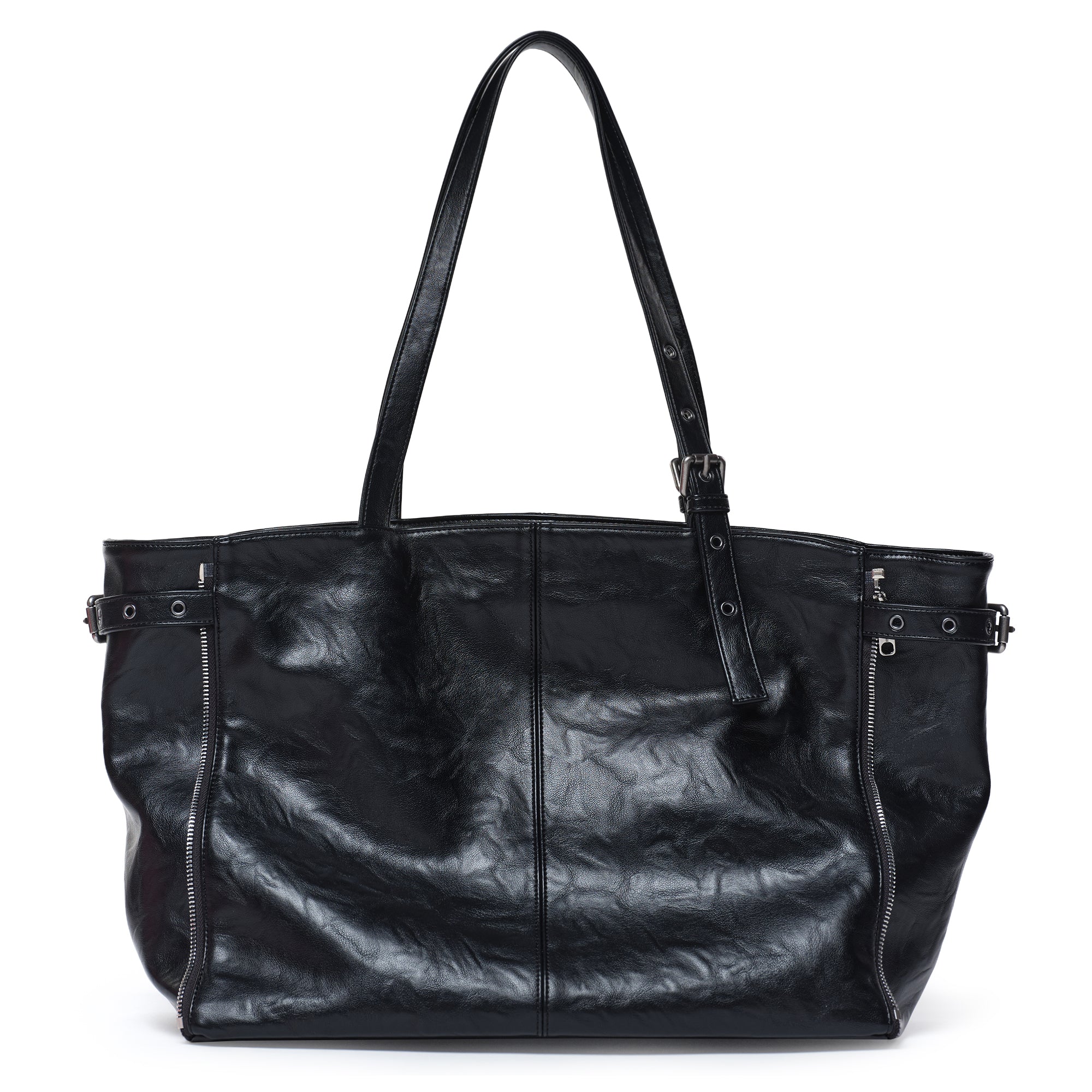 zipper shopper bag L baked black