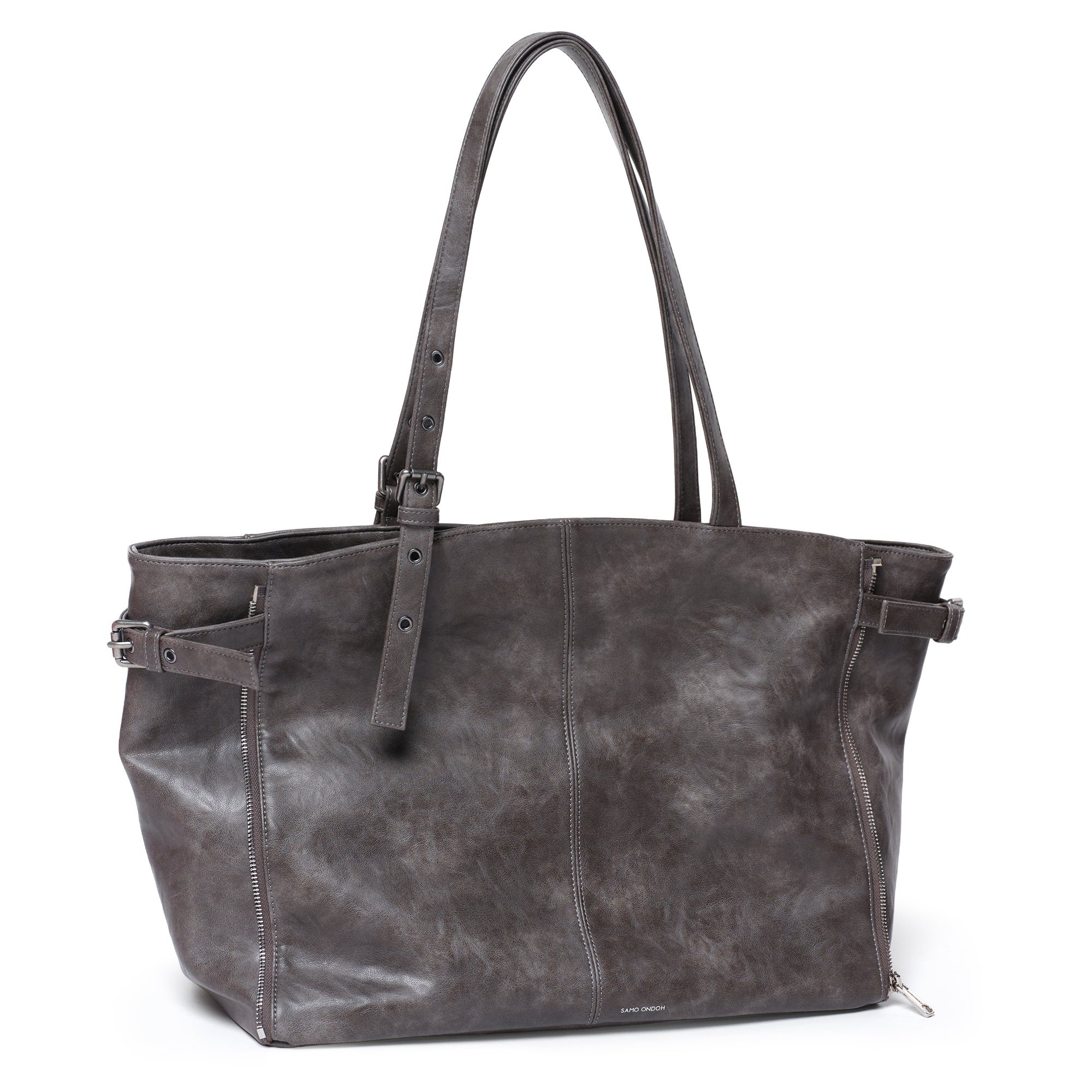 zipper shopper bag L baked gray