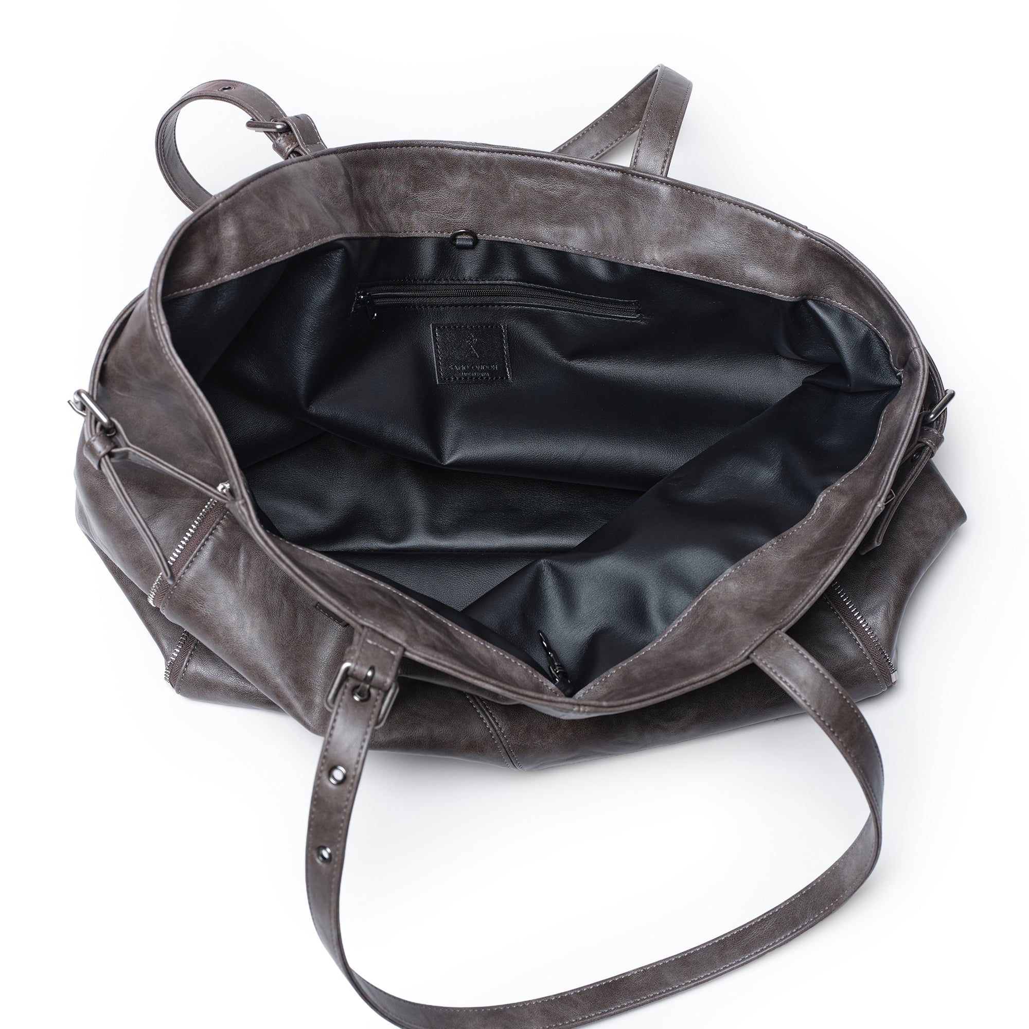 zipper shopper bag L baked gray