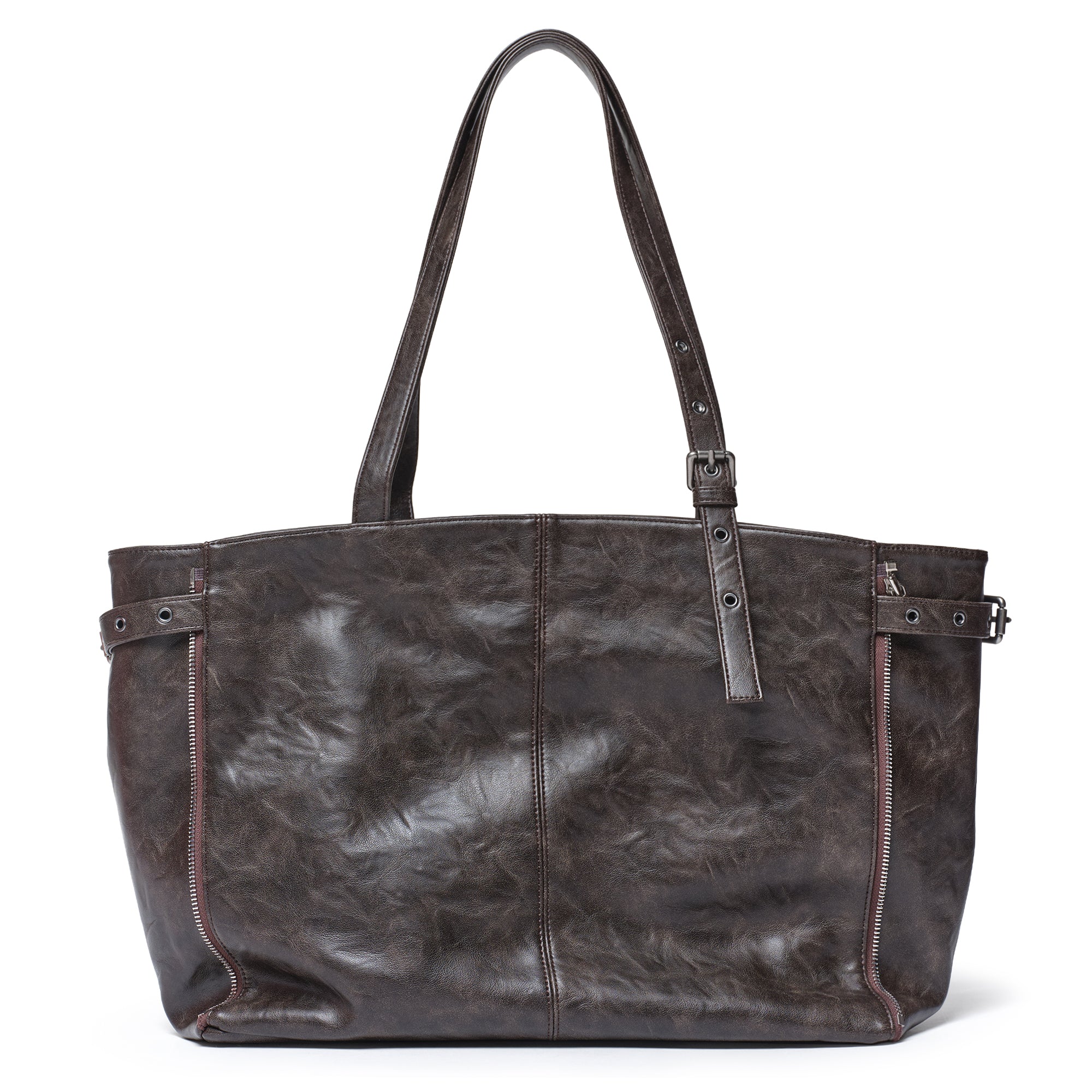 zipper shopper bag L baked moca