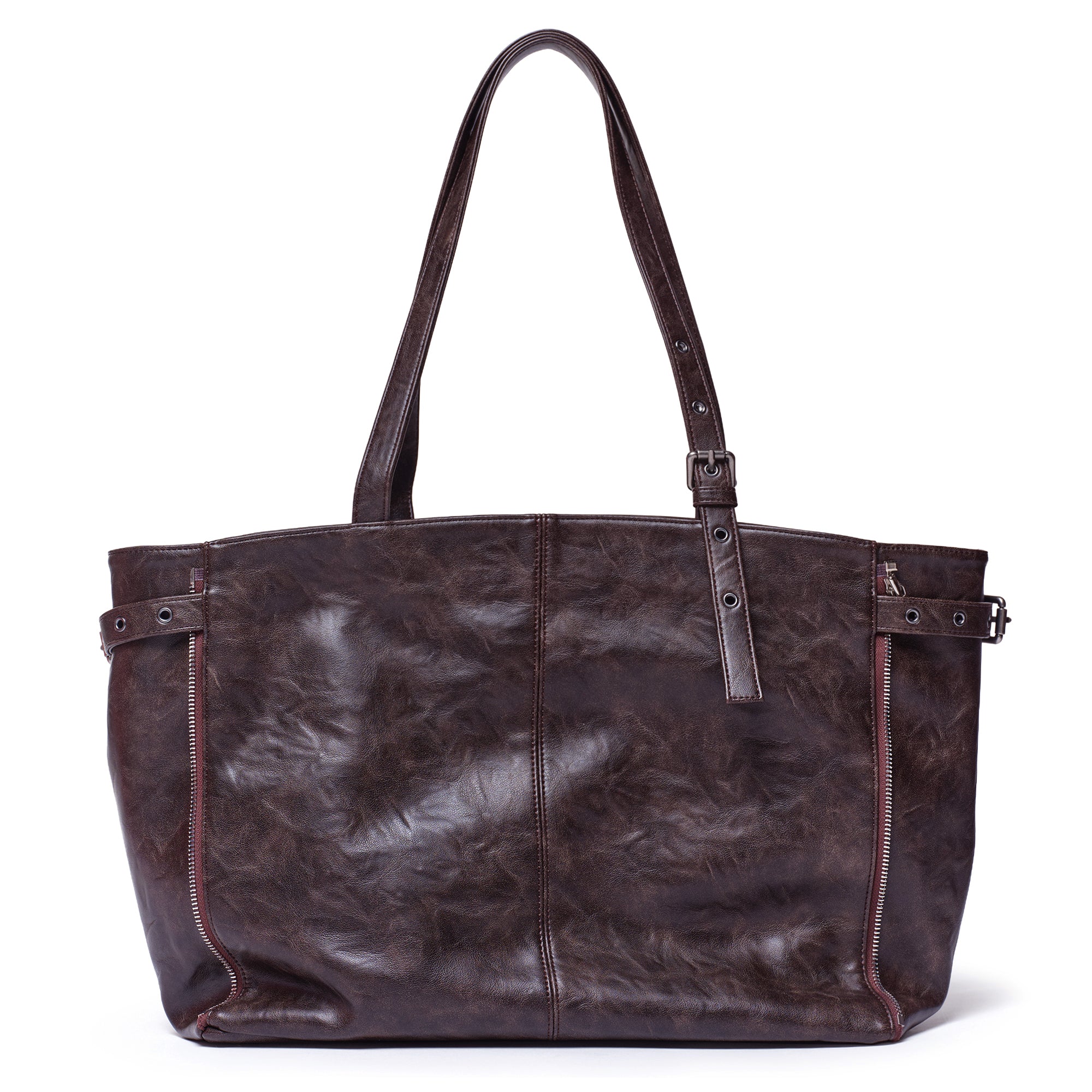 zipper shopper bag L baked moca