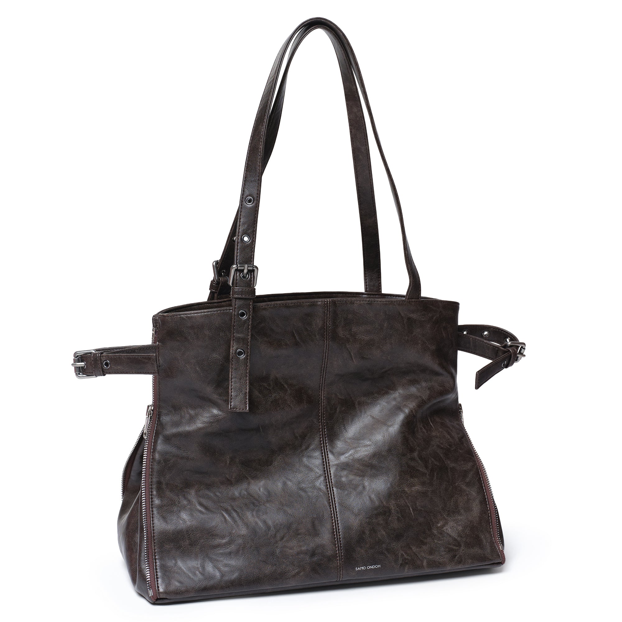 zipper shopper bag L baked moca