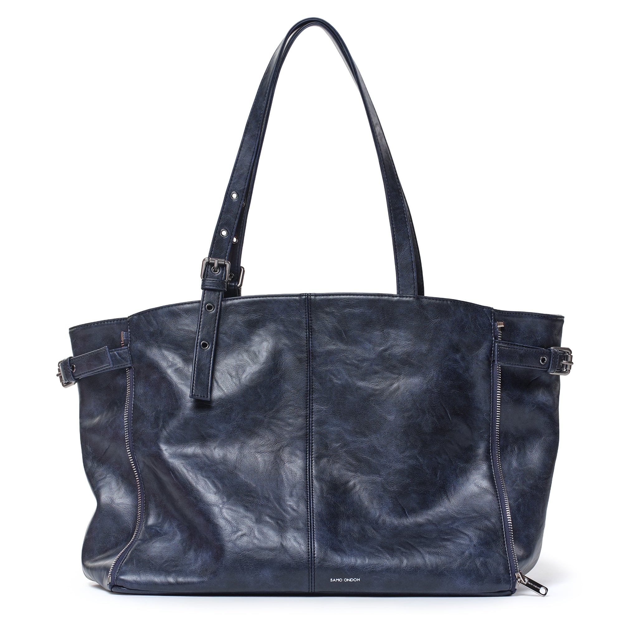 zipper shopper bag L baked navy
