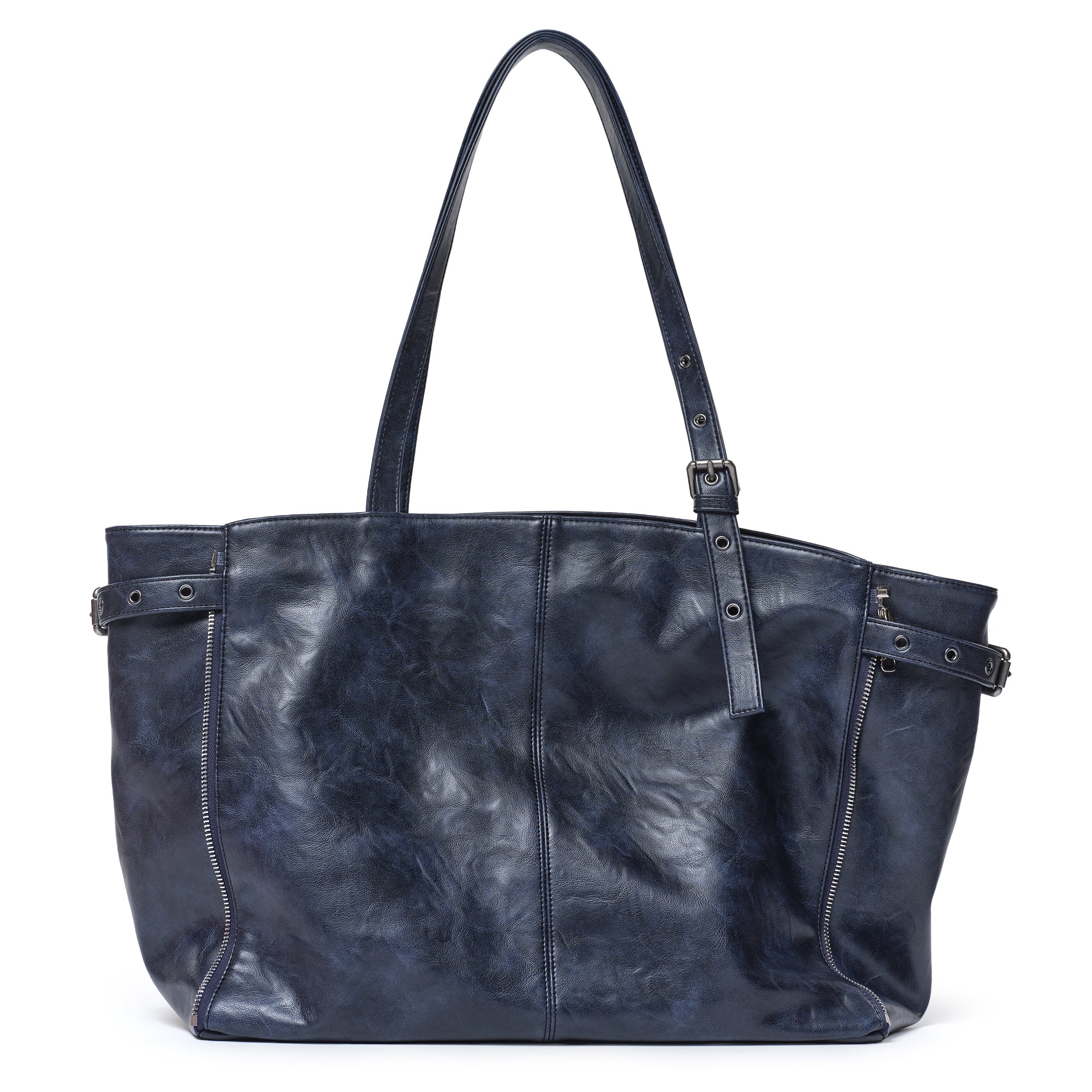 zipper shopper bag L baked navy