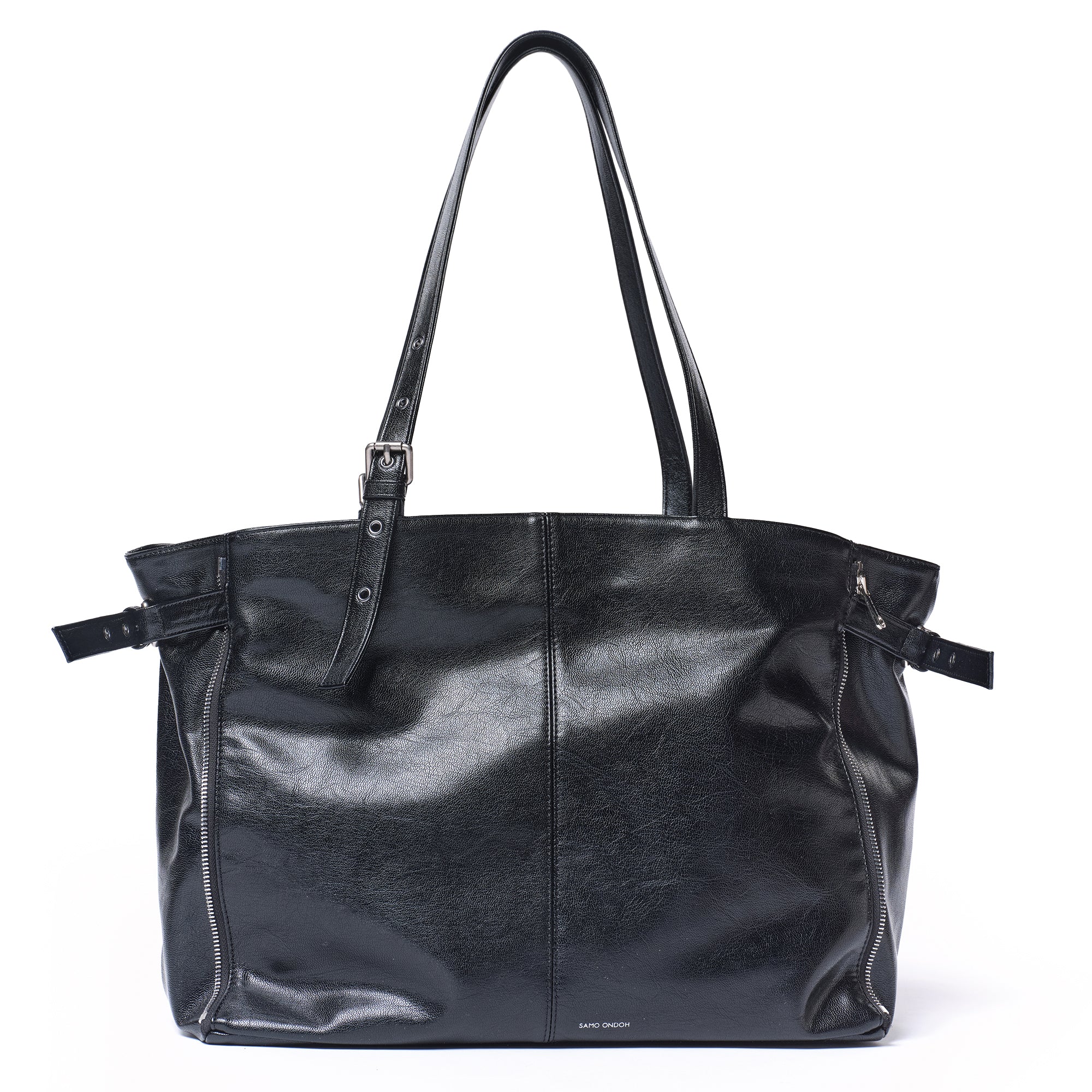 zipper shopper bag L goat black