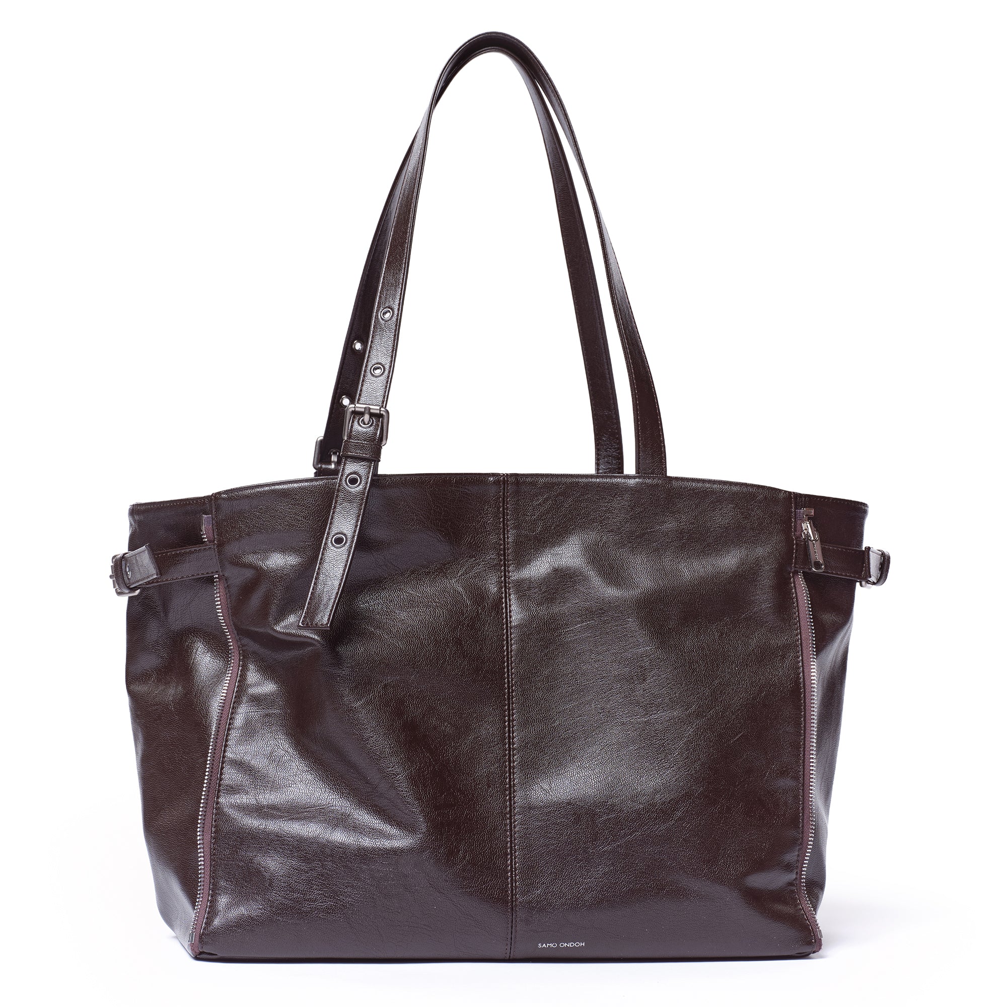 zipper shopper bag L goat chocolate