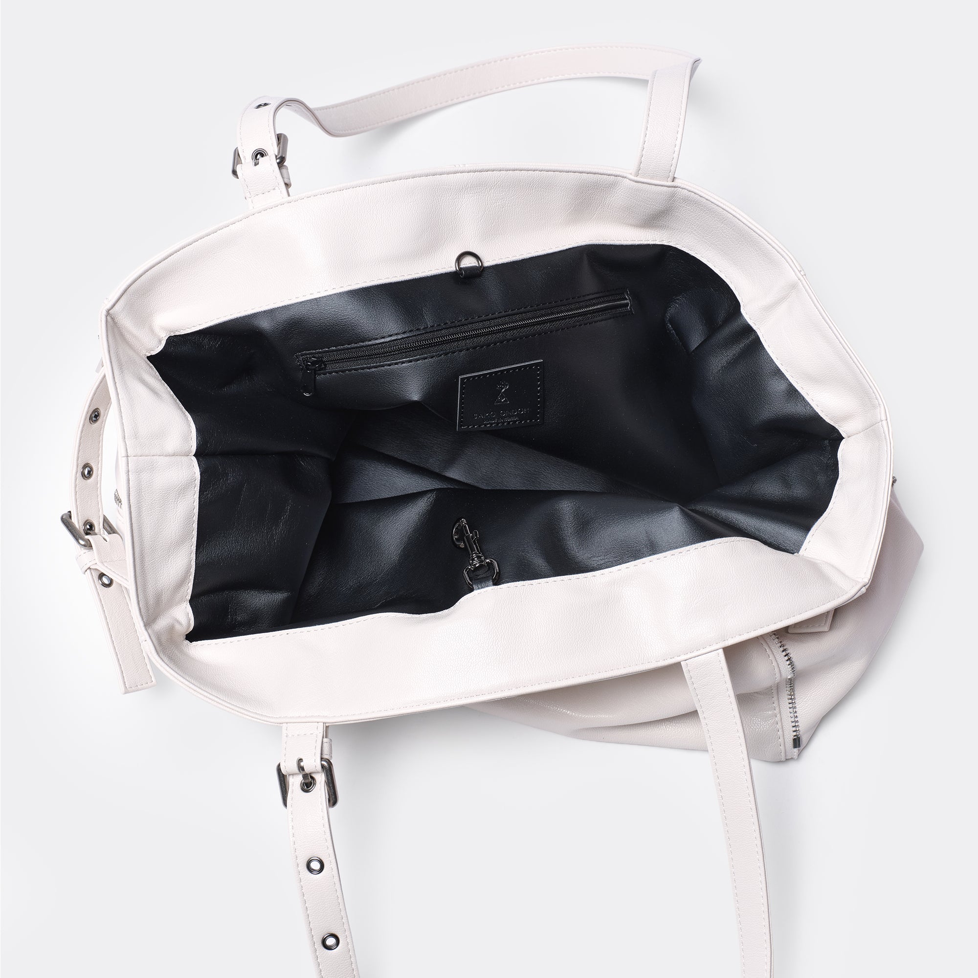 zipper shopper bag L goat cream
