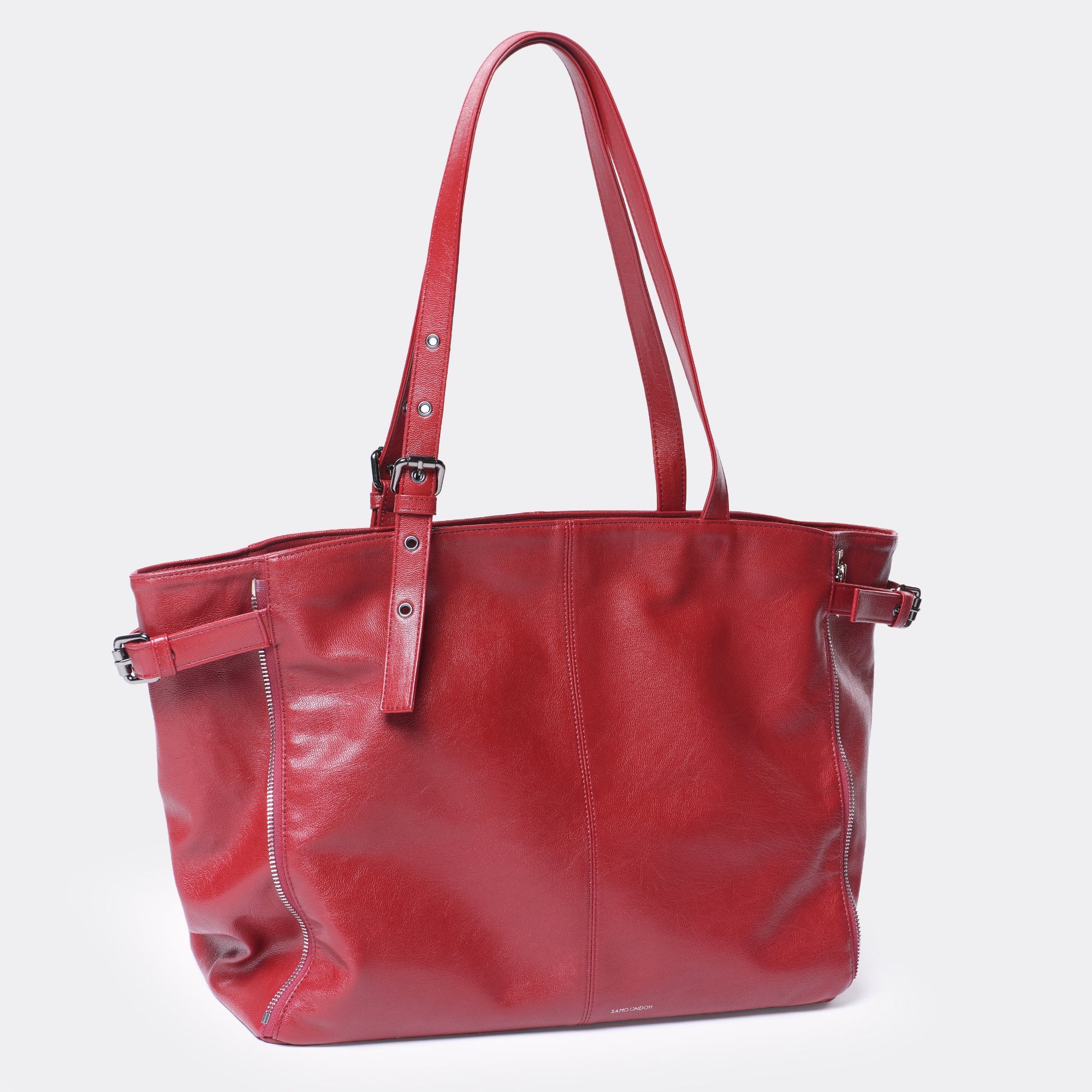 zipper shopper bag L goat red