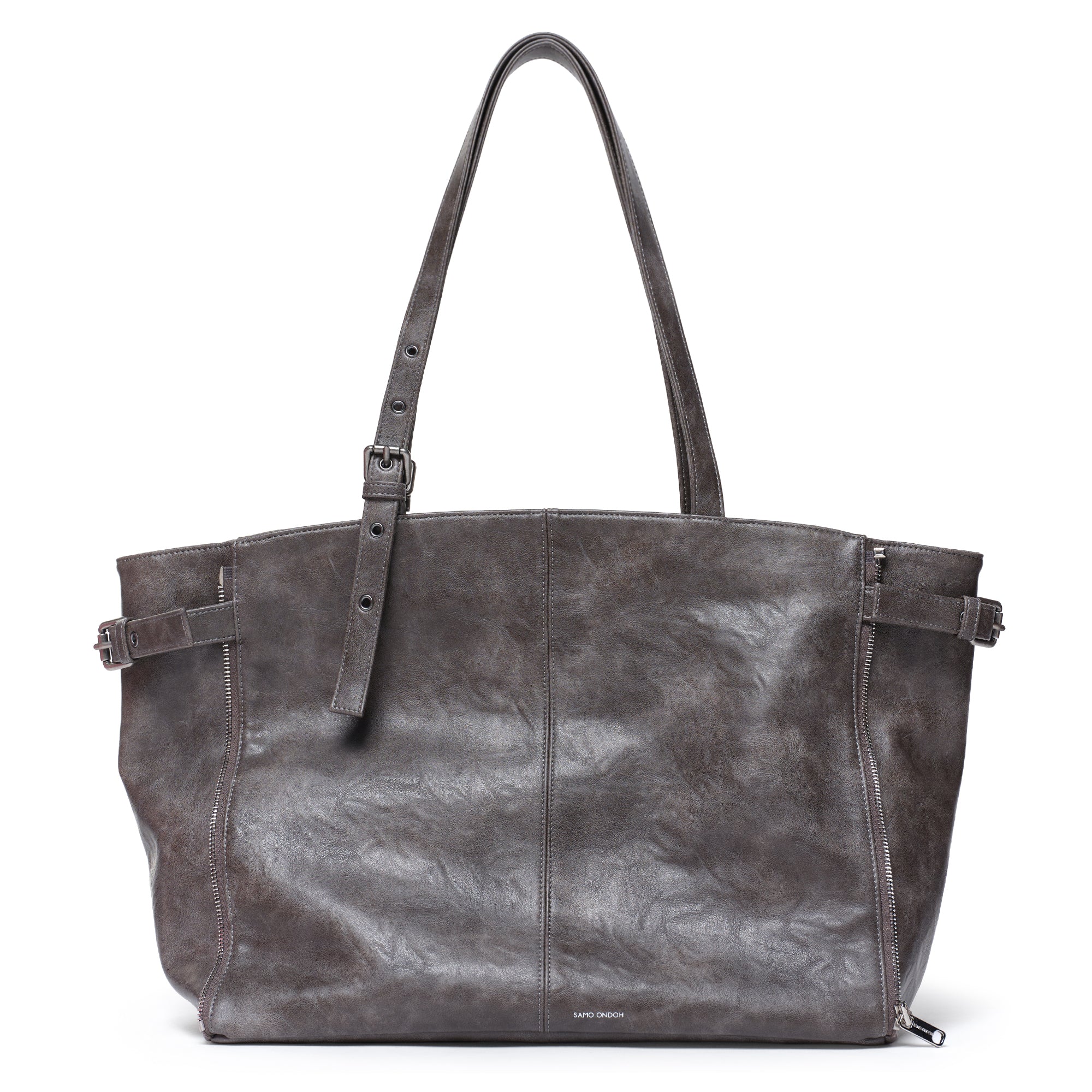 zipper shopper bag L baked gray