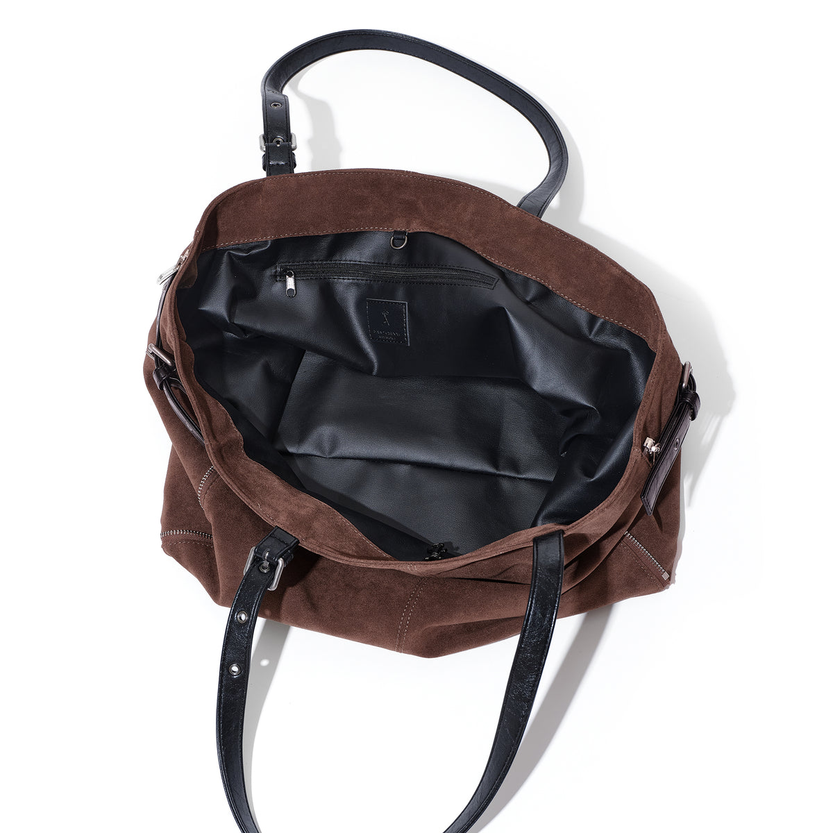 (re-designed) zipper shopper bag L suede brown