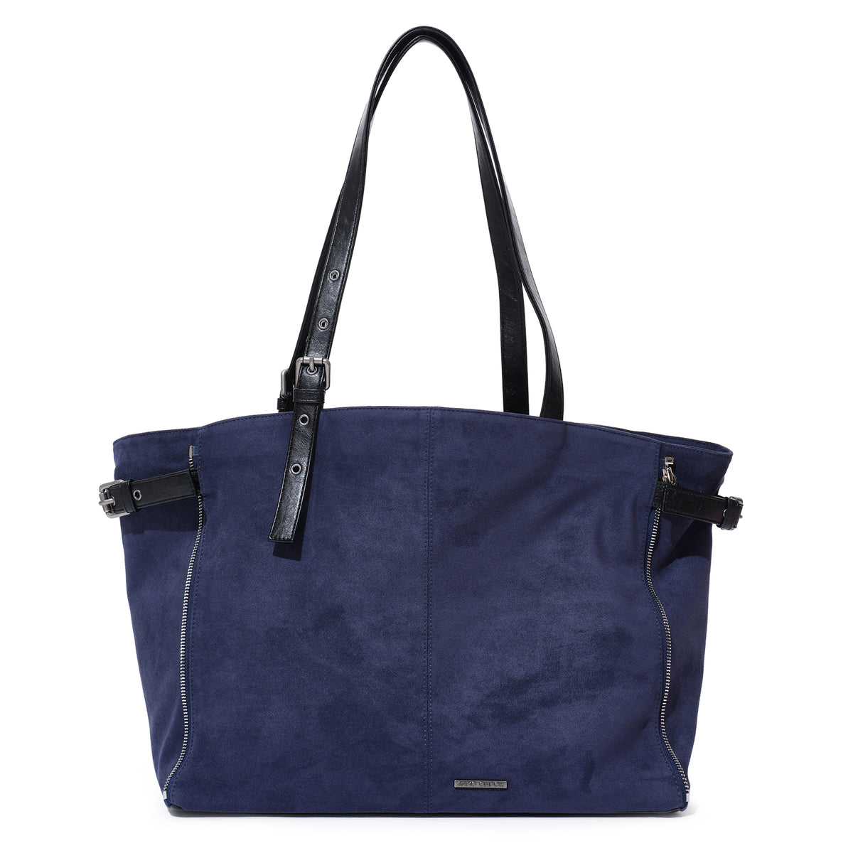 (re-designed) zipper shopper bag L suede navy