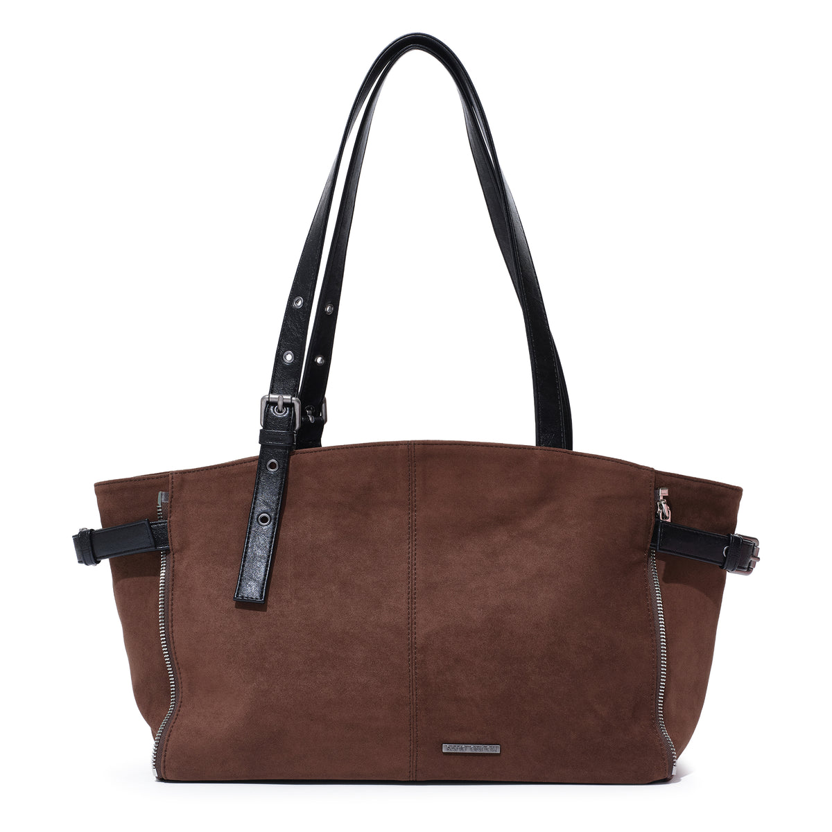 (re-designed) zipper shopper bag M suede brown
