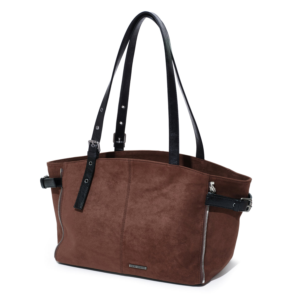(re-designed) zipper shopper bag M suede brown