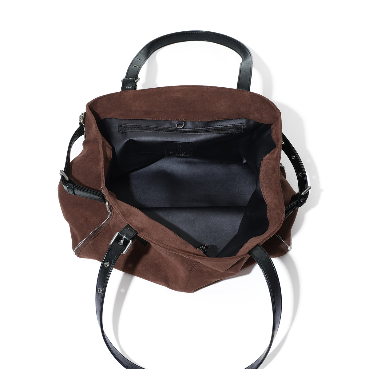 (re-designed) zipper shopper bag M suede brown