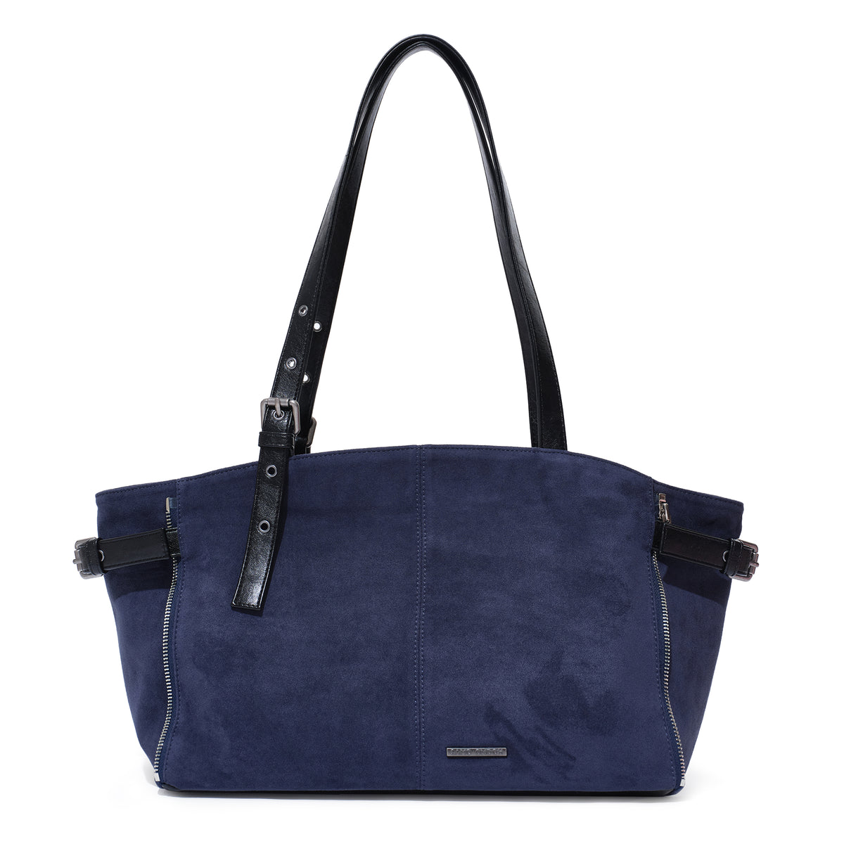 (re-designed) zipper shopper bag M suede navy