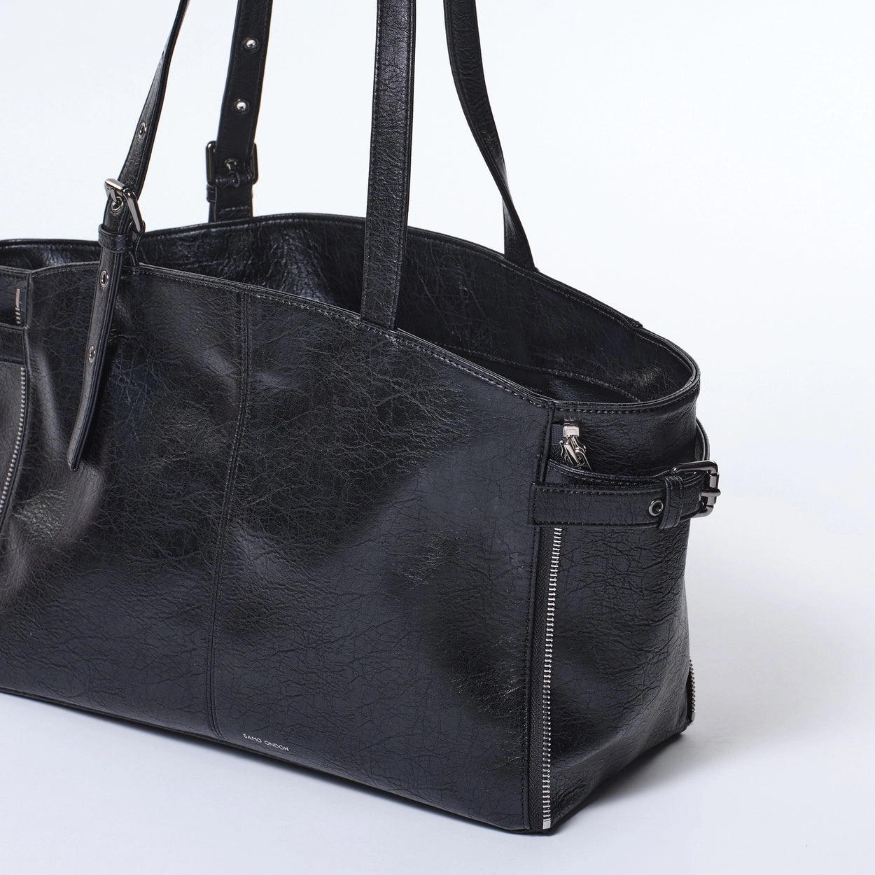 zipper shopper bag M savage black