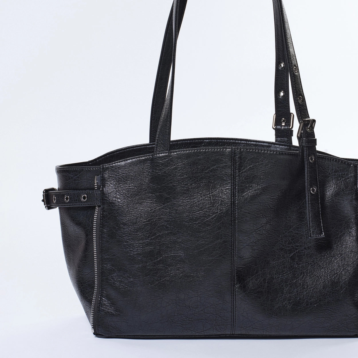 zipper shopper bag M savage black