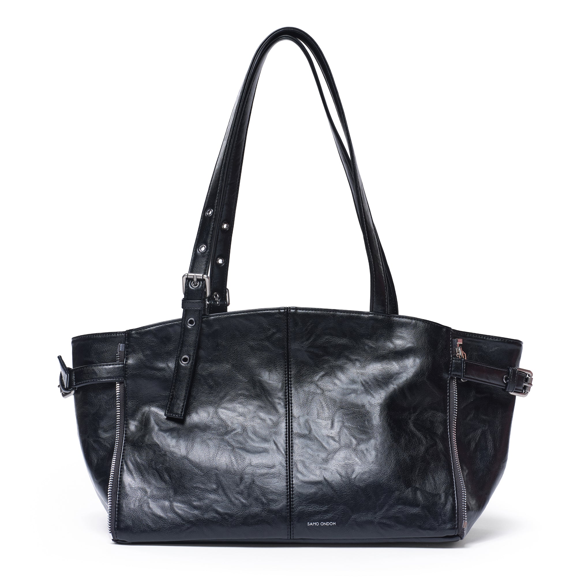 zipper shopper bag M baked black